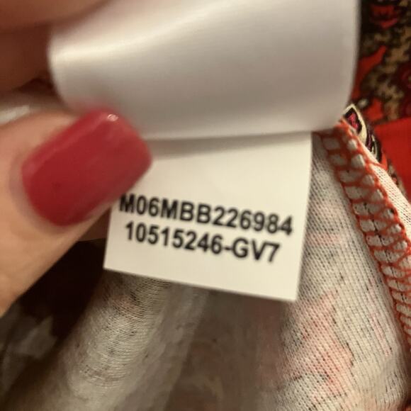 NWT Jones New York Sport Top Shirt Womens XL Fire Red Paisley Long Sleeve NEW - Picture 9 of 13